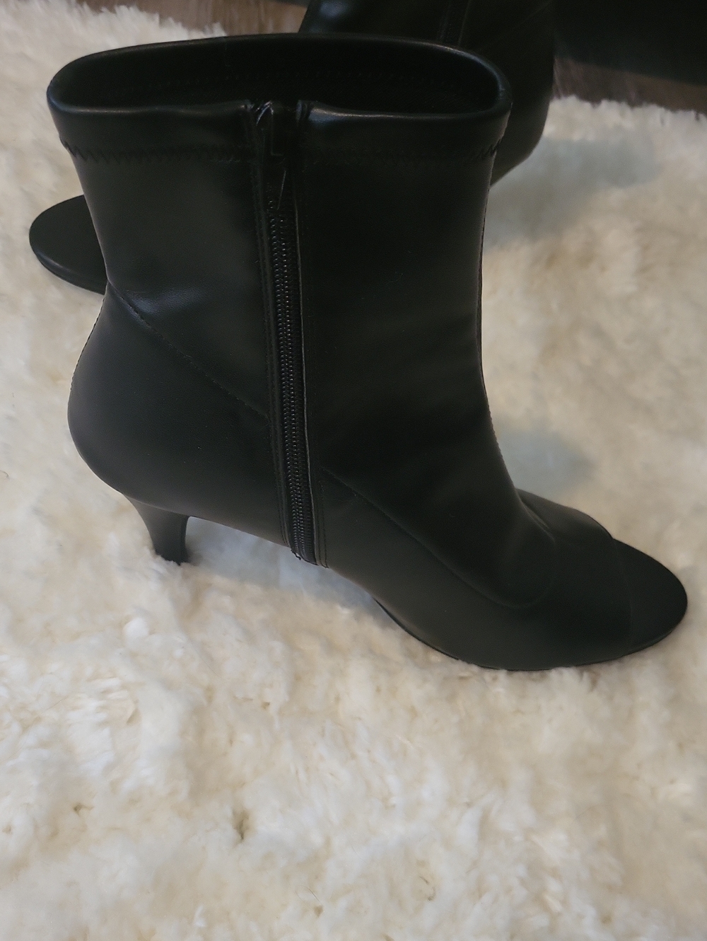 Black Peep-Toe Ankle Booties - Picture 4 of 11